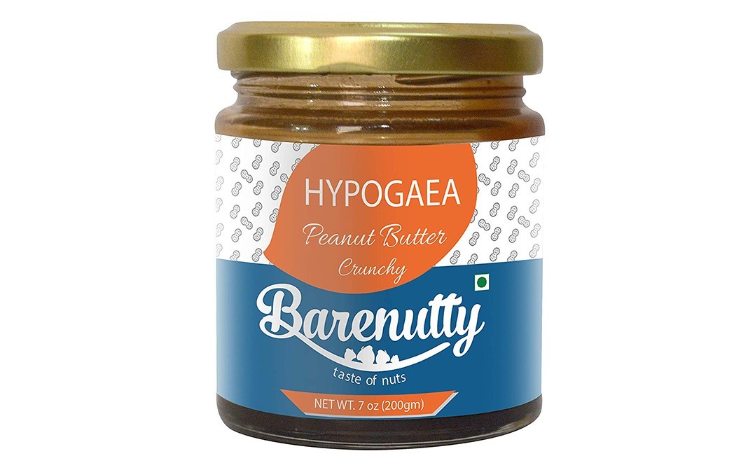 Barenutty Hypogaea Peanut Butter Crunchy   Glass Jar  200 grams
